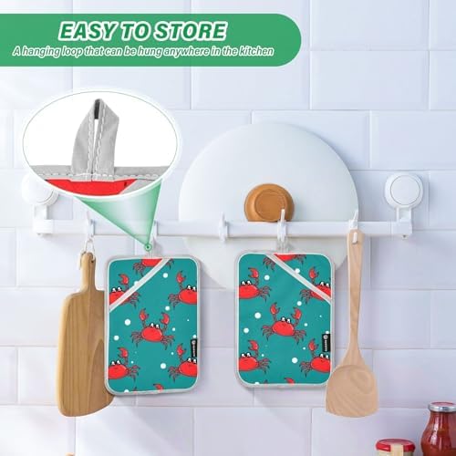 Dalzium Cartoon Crab Potholder Set of 2 Heat Resistant