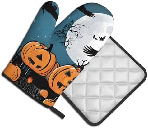 Spooktacular Halloween Oven Mitts Pot Holders Set