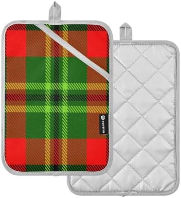 Kcldeci Green Red Tartan Plaid 2Pack Pot Holder Set Heat Resistant Patternd 101