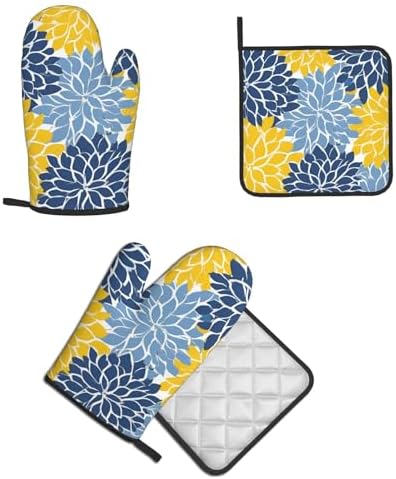 Dahlia Pinnata Oven Mitt Pot Holder Set