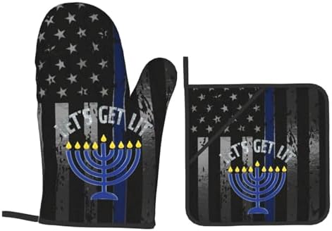 Joyful Premium Heat-Resistant Oven Mitts Pot Holders 4-Piece Set Baking Tools