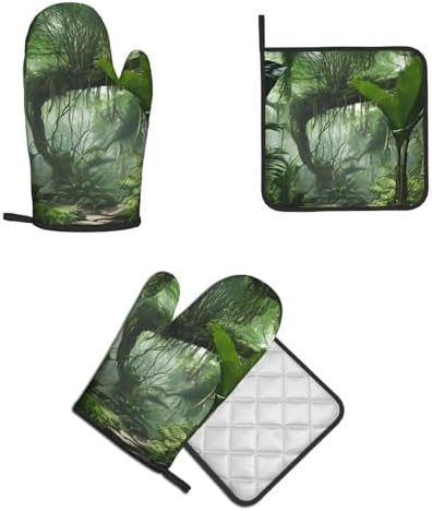 Quopvn Tropical Rainforest Oven Mitts Pot Holders