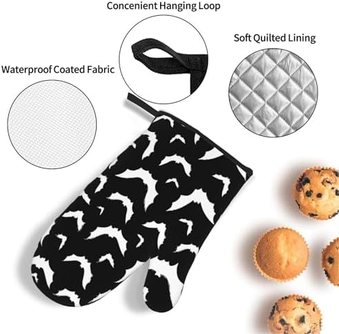 Halloween Black Cats Oven Mitts and Pot Holders Set