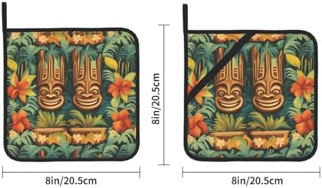 Aloha Tiki Pattern - Heat-Resistant Potholders - BBQ Kitchen Essentials