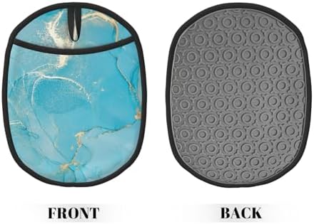 Jbofyee Heat-Resistant Silicone Potholders - Turquoise Marble 2-Piece Set
