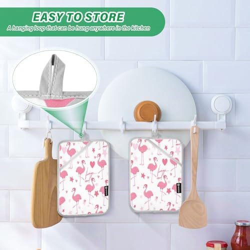 Kcldeci Cute Pink Flamingo Potholder Set