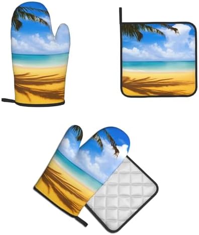 Sunset Palm Printed Oven Mitts and Pot Holders 2pcs Set