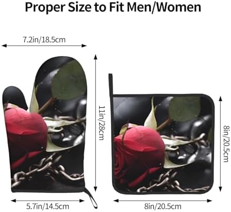 Cozy Black Rose Oven Mitts Set for Cooking