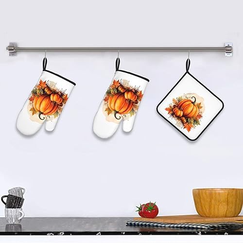 3-Pack Heat Resistant Oven Mitts Non-Slip Potholders for Kitchen Use