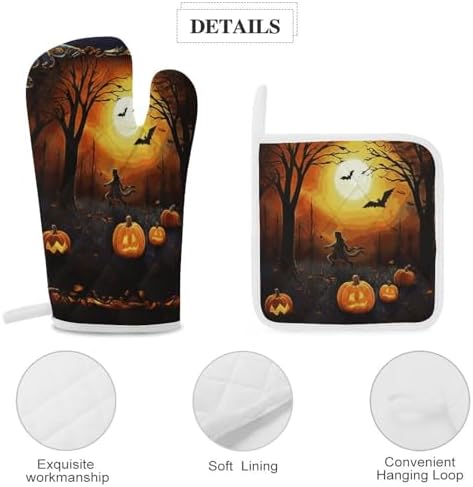 3-Piece Halloween Party Oven Mitts Pot Holders Set
