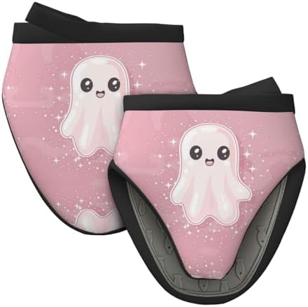 Mini Silicone Oven Mitts Heat-Resistant Cooking Gloves Cute Pink Halloween Ghosts