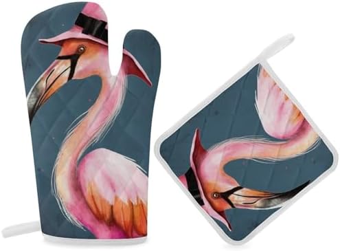 Halloween Flamingo Oven Mitts Set