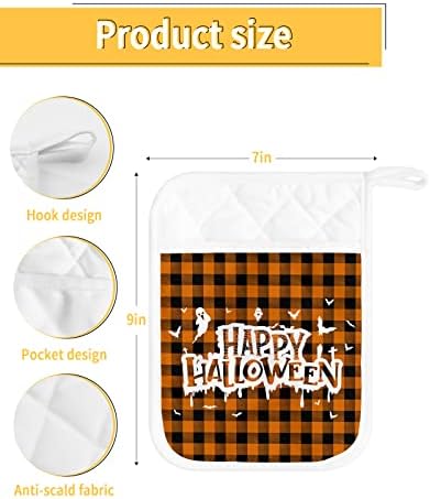 Halloween Ghost Pot Holder Set of 5 with Pockets for Kitchen Use