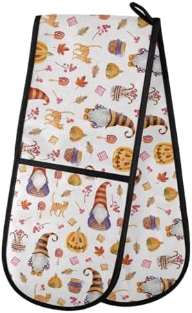 Seamless Halloween Gnomes on White Double Oven Mitts