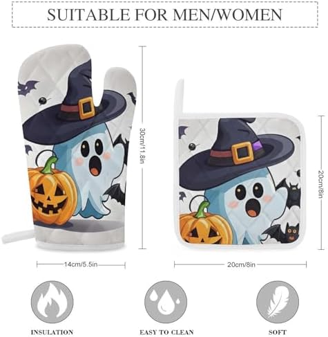 scematician Halloween Ghost Oven Mitts Set Cooking Comfort You Can Count On
