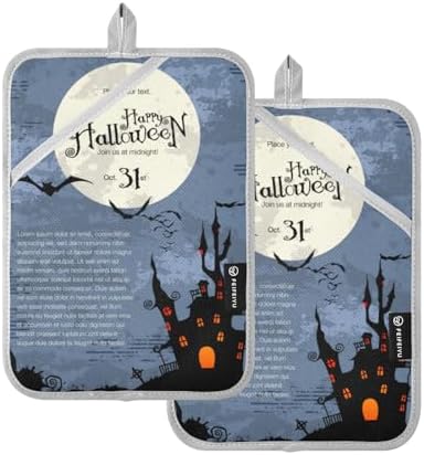Halloween Castle Bat 2-Piece Potholders