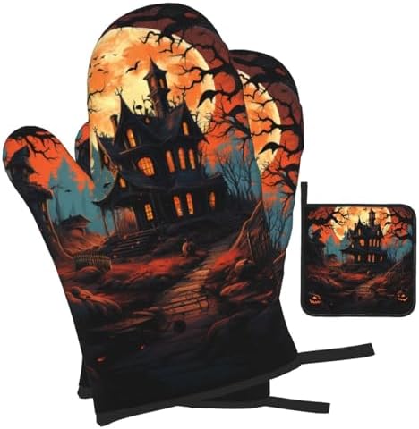 Halloween Castle Oven mitts set