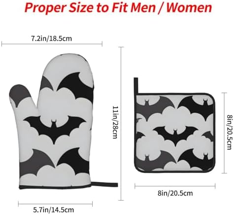 Halloween Oven Mitts Set of 4 - Waterproof Heat-Resistant Grey Prints