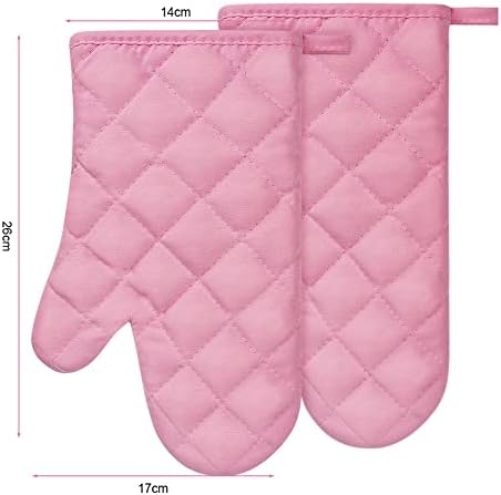 AUAUY Pink Oven Mitt Heat Resistant Non-Slip Kitchen Gloves