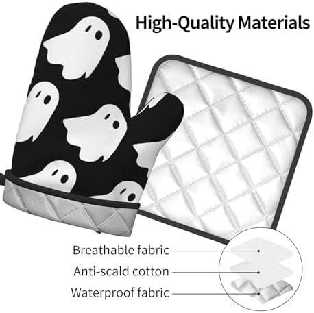 Cute Halloween Oven Mitts Pot Holders Set of 2 Heat-Resistant Kitchen Gloves