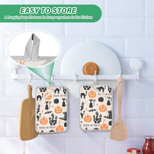 GAIGEO Halloween Black Cats Oven Hot Pads Set
