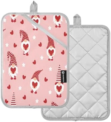 Cute Gnomes Hearts Heat-Resistant POTHOLDER SET