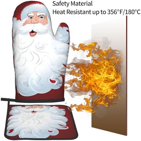 Christmas Day Printed Oven Mitts and Pot Holders 2 Piece Set
