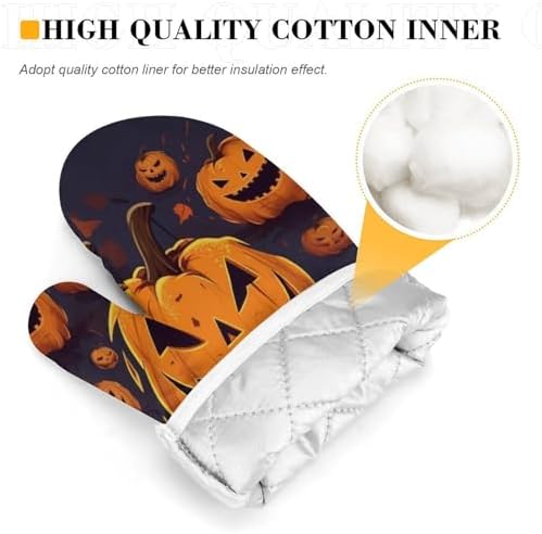 Halloween Pumpkin Oven Mitts Pot Holders Set for Cooking