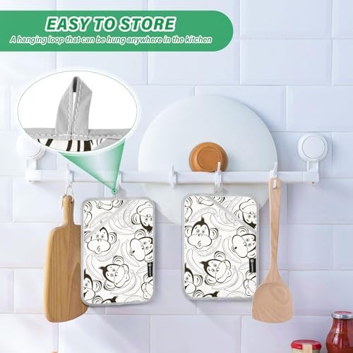 Dalzium Potholder Set of 2 Heat Resistant Oven Mitts with Hand Pockets