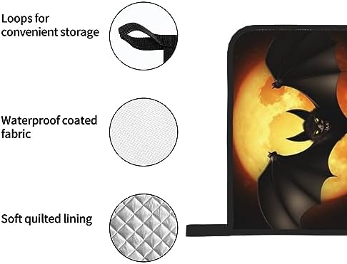 4PCS Halloween Bat Oven Mitts and Pot Holders Set 1
