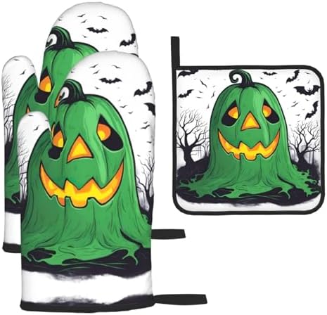 Thermal Oven Mitts for Halloween Heat-Resistant Kitchen Pots Grills