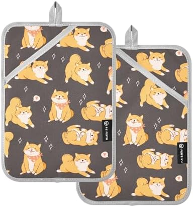 Double the Love Kawaii Shiba Inu Potholder Set to Protect Your Kitchen