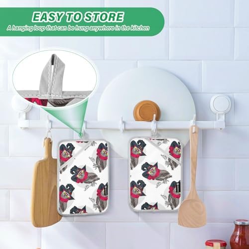 OurVII 2-Piece Dressed Funny Owls Pot Holder Set