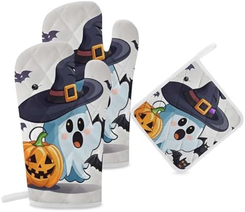 scematician Halloween Ghost Oven Mitts Set Cooking Comfort You Can Count On