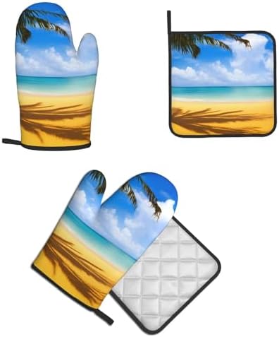Sunset Palm Printed Oven Mitts and Pot Holders 2pcs Set