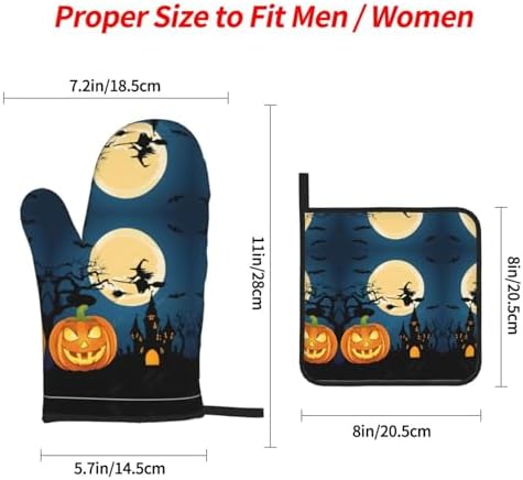 Pumpkin Halloween Oven Mitts and Pot Holder Sets for Cooking Baking