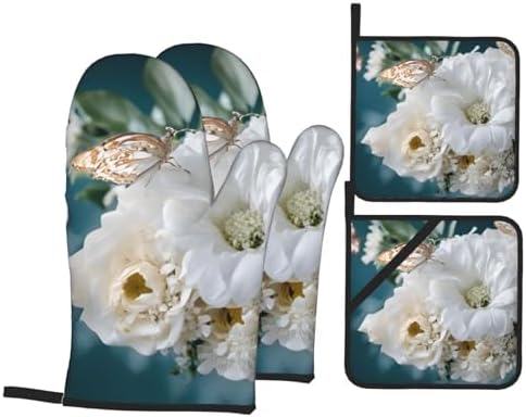 Heat-Resistant Oven Mitt Pot Holder 4-Piece Set