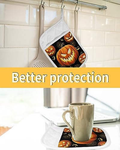 Gehucokee Halloween Pot Holder with Pocket Set - Blackand