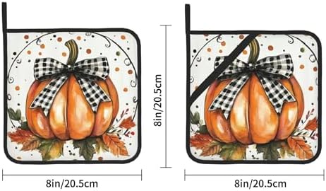 Orange Polka Dot Fall Pumpkin Pot Holder Set of 2 - Heat Resistant