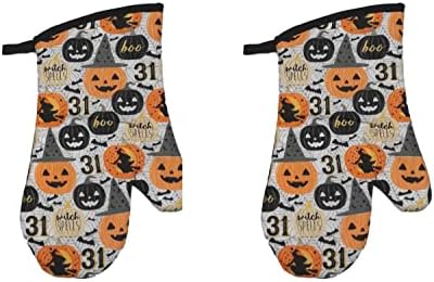 Boo Witch Spells 2-Piece Oven Mitt Halloween Set with Spooky Designs