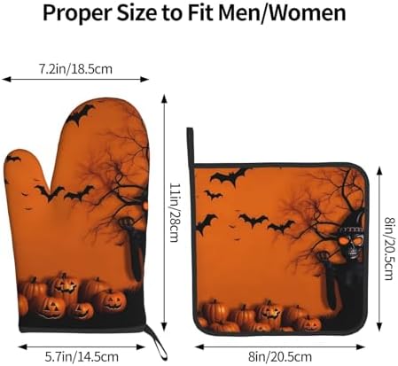 Orange Halloween Oven Mitts Set of 2
