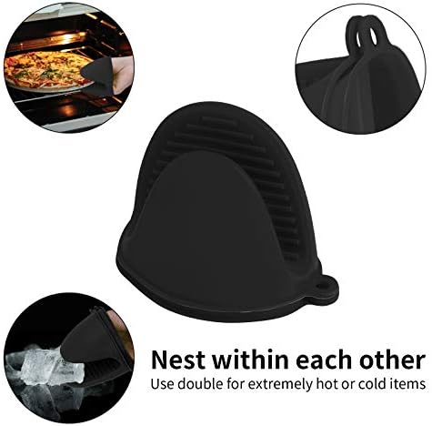 Tifanso Silicone Oven Mitts Set 1 Pair Black