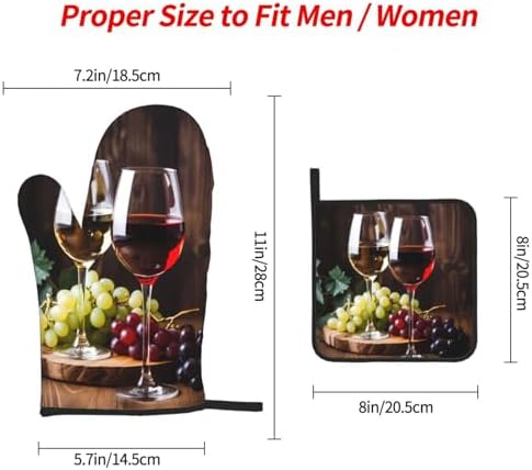 Set of 3 Red Wine Glass Oven Mitts and Pot Holders