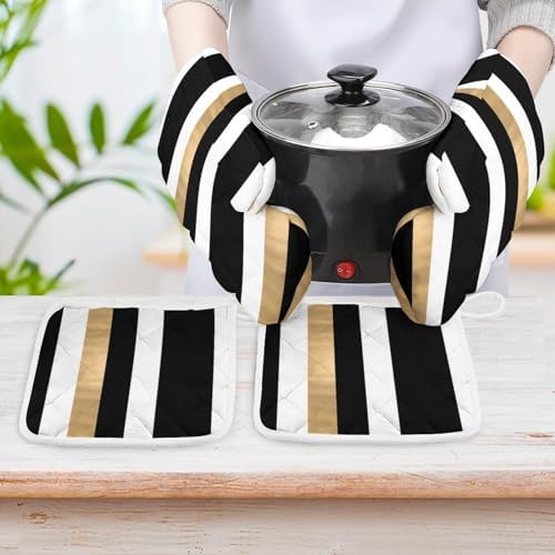 Curdesi 4PCS Oven Mitts and Pot Holders Set