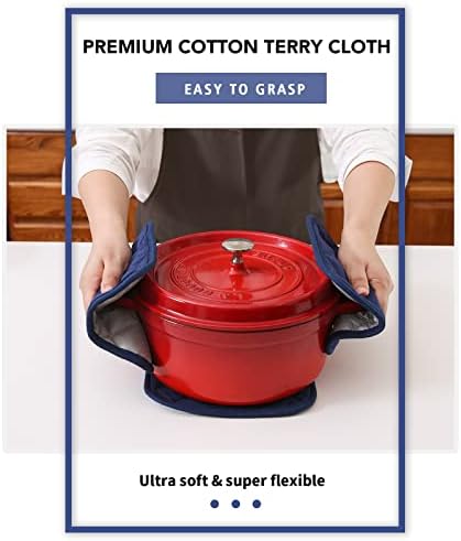 Joy Halo - Potholders Clearance - Heat-Resistant Kitchen Pots - Dark Blue Set of 5