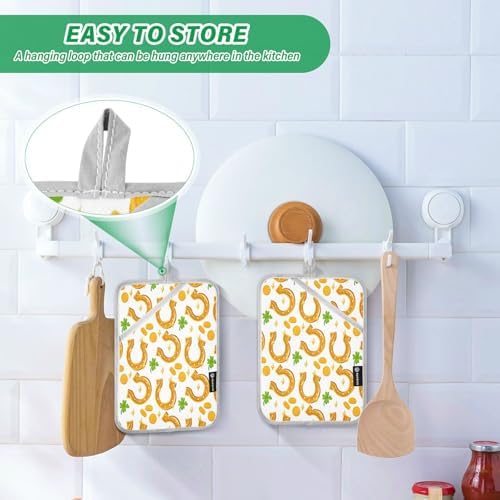Golden Horseshoe Coin Clover Potholders