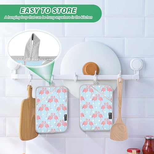 Kcldeci Pink Flamingo 2Pack Heat Resistant Oven Mitts