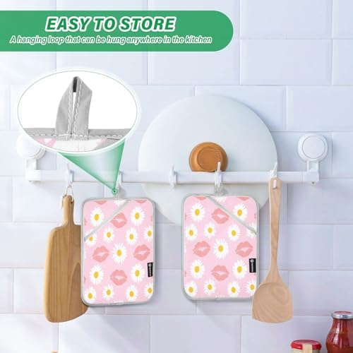 KCldeci Chamomile Heat-Resistant Potholders Set of 2
