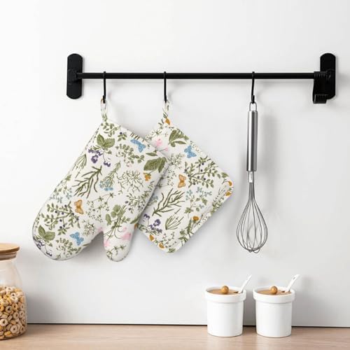 Cozy Floral Oven Mitts Set