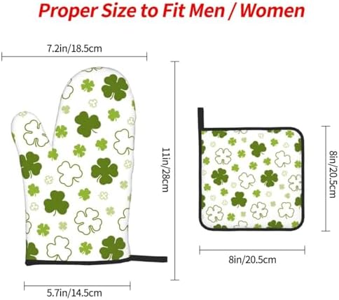 St Patricks Day Heat-Resistant Oven Mitts Poholders Set